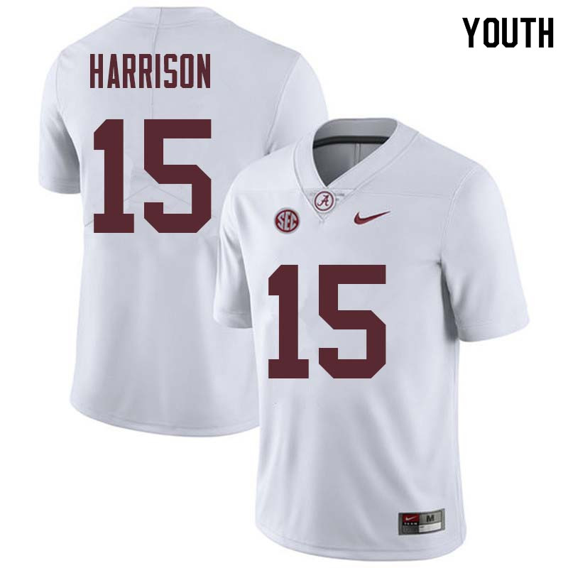 Alabama Crimson Tide Youth Ronnie Harrison #15 White NCAA Nike Authentic Stitched College Football Jersey GE16P87SN